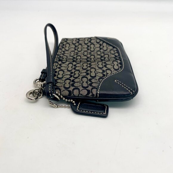 Coach Signature Canvas Black & Gray Wristlet - Picture 3 of 10